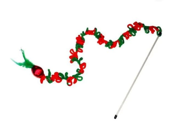 KONG Holiday – Teaser Loopz Cat Toy (Extra-Long Wand and Soft Yarn Rings)