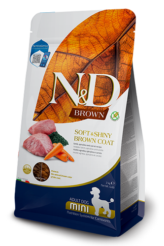 Farmina N&D Brown Adult Mini Lamb, Norwegian Kelp, And Carrot Recipe Dry Dog Food (4.4 LB)