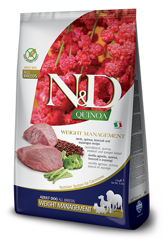 Farmina N&D Quinoa Dog Adult Mini Weight Management Lamb & Broccoli Dry Dog Food (5.5 Lbs.)
