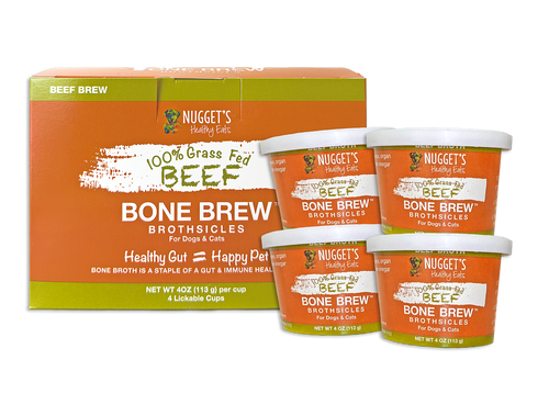 Nugget's Healthy Eats 100% Grass-Fed Beef Brothsicles Bone Brew for Dogs and Cats (4 Count)