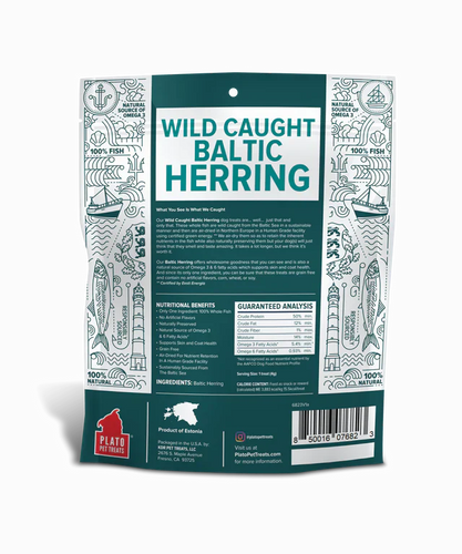 Plato Wild Caught Baltic Herring Dog Treats