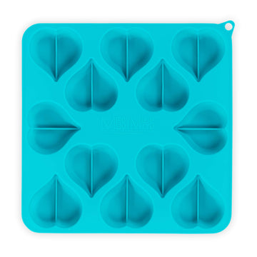 Messy Mutts Heart Shape Silicone Bake and Freeze Dog Treat Maker Molds (Pack of 2: 8.85 x 8.85 (12 heart-shaped cavities) each, Watermelon - Blue)