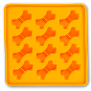 Messy Mutts Framed Spill Resistant Silicone Dog Treat Mold (Orange)