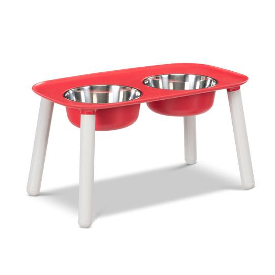 Messy Mutts Elevated Adjustable Double Feeder with Stainless Bowls (Watermelon)