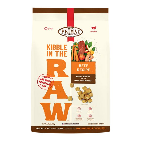 Primal Pet Foods Kibble in the Raw Beef Recipe for Dogs (1.5 LB)