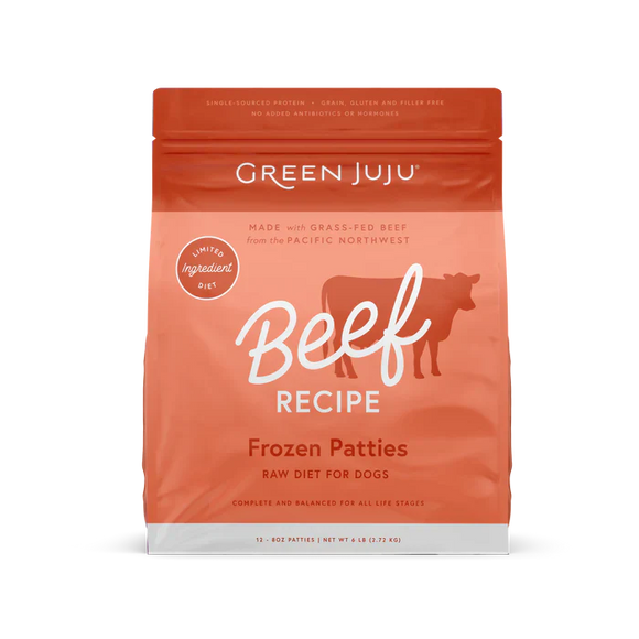 Green Juju Beef Recipe Frozen Patties & Sliders for Dogs