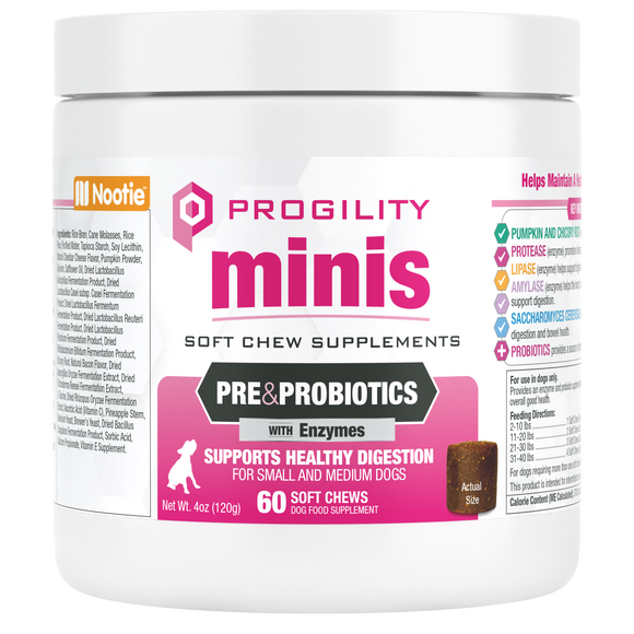 Nootie Progility Minis Pre & Probiotics Soft Chew Supplement For Small & Medium Size Dogs