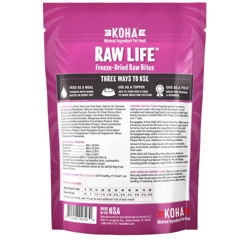 Koha Freeze-Dried Raw Bites Pork Entrée for Dogs (14 oz)