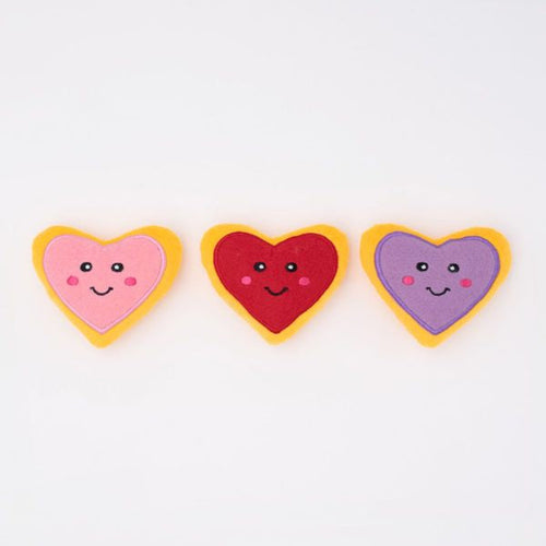 Zippy Paws Valentines Miniz Heart Cookies 3 Pack