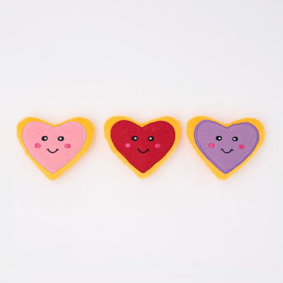 Zippy Paws Valentines Miniz Heart Cookies 3 Pack