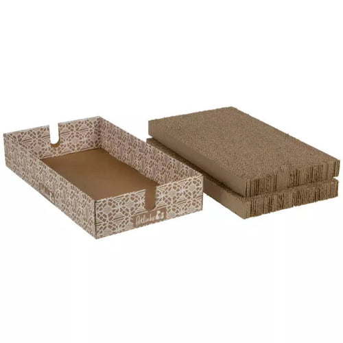 Petlinks Scratcher's Choice+ Bed Box & Refills Reversible Corrugate Cat Scratch Blocks & Cat Bed with Catnip Infusion Technology, 2 count Scratch Blocks