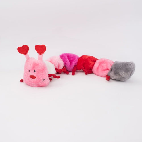 ZippyPaws Valentine’s Caterpillar – Large with 7 Squeakers Dog Toy