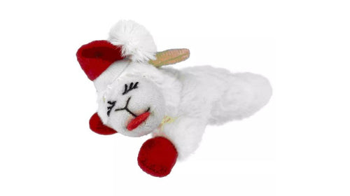Multipet Holiday Lamb Chop with Santa Hat Plush Cat Toy