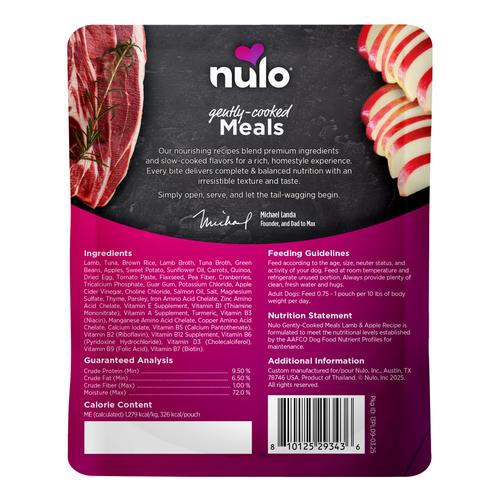 Nulo Gently-Cooked Meals Lamb & Apple Recipe for Dogs