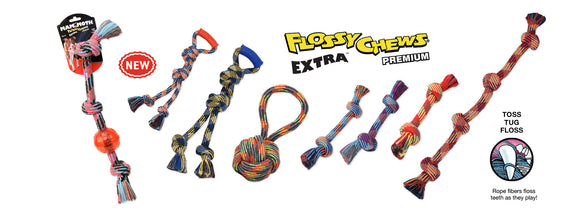 Mammoth® Flossy Chews® Extra™ Braided Toys (14 in. Medium - Red & White)