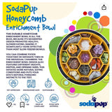 SodaPup Honeycomb Design eBowl Enrichment Slow Feeder Bowl for Dogs (8” wide X 8” tall X 2” thick, Yellow)
